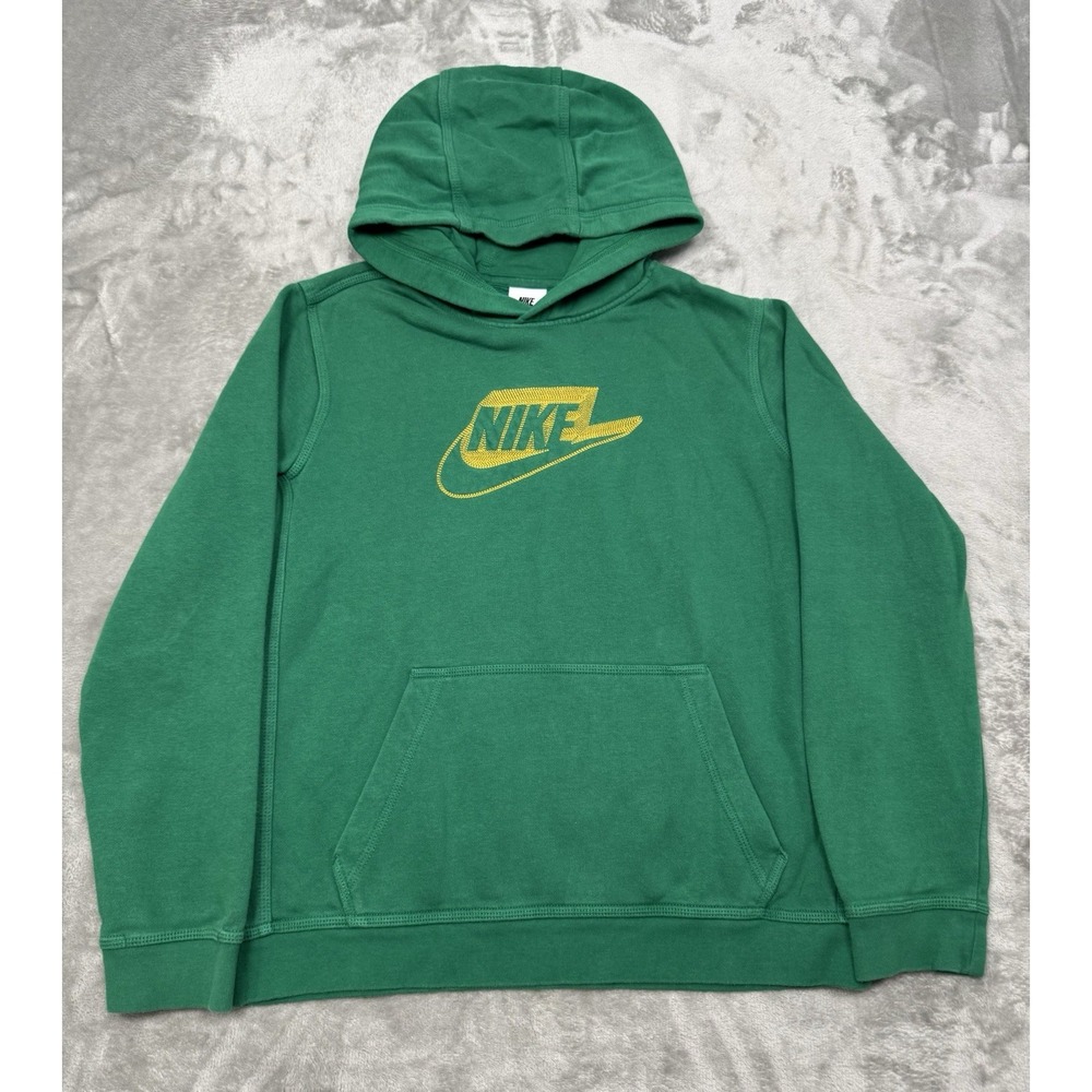 Nike Hoodie Sweatshirt Youth XL Boys Grey Pullover Graphic Logo Swoosh Spellout
